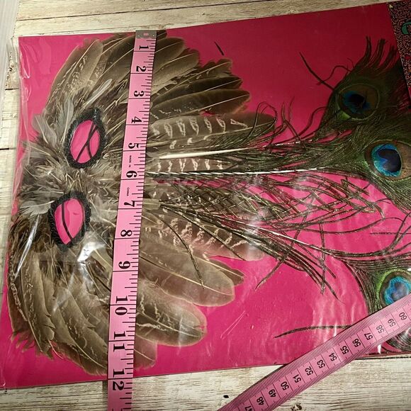 Peacock Feather Mask Vintage 1989, Halloween Costume Mardi Gras Play Masquerade - Picture 6 of 6